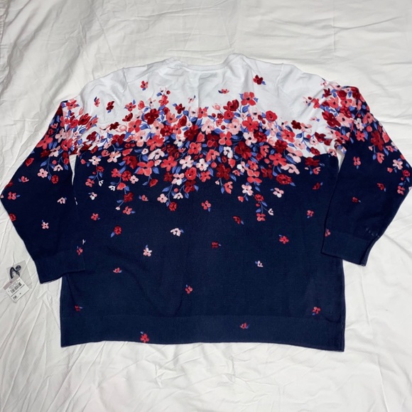 Karen Scott Floral Jersey Button Up Cardigan Sz 1X - Picture 7 of 10